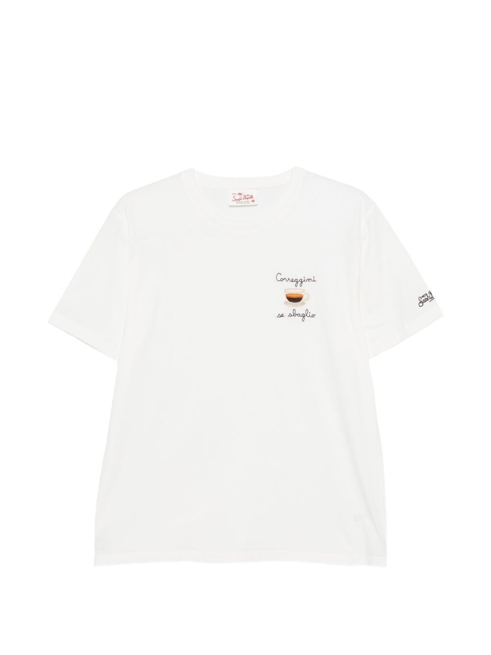 T-shirt in cotone organico con ricamo POT0001 04452L MC2 SAINT BARTH 