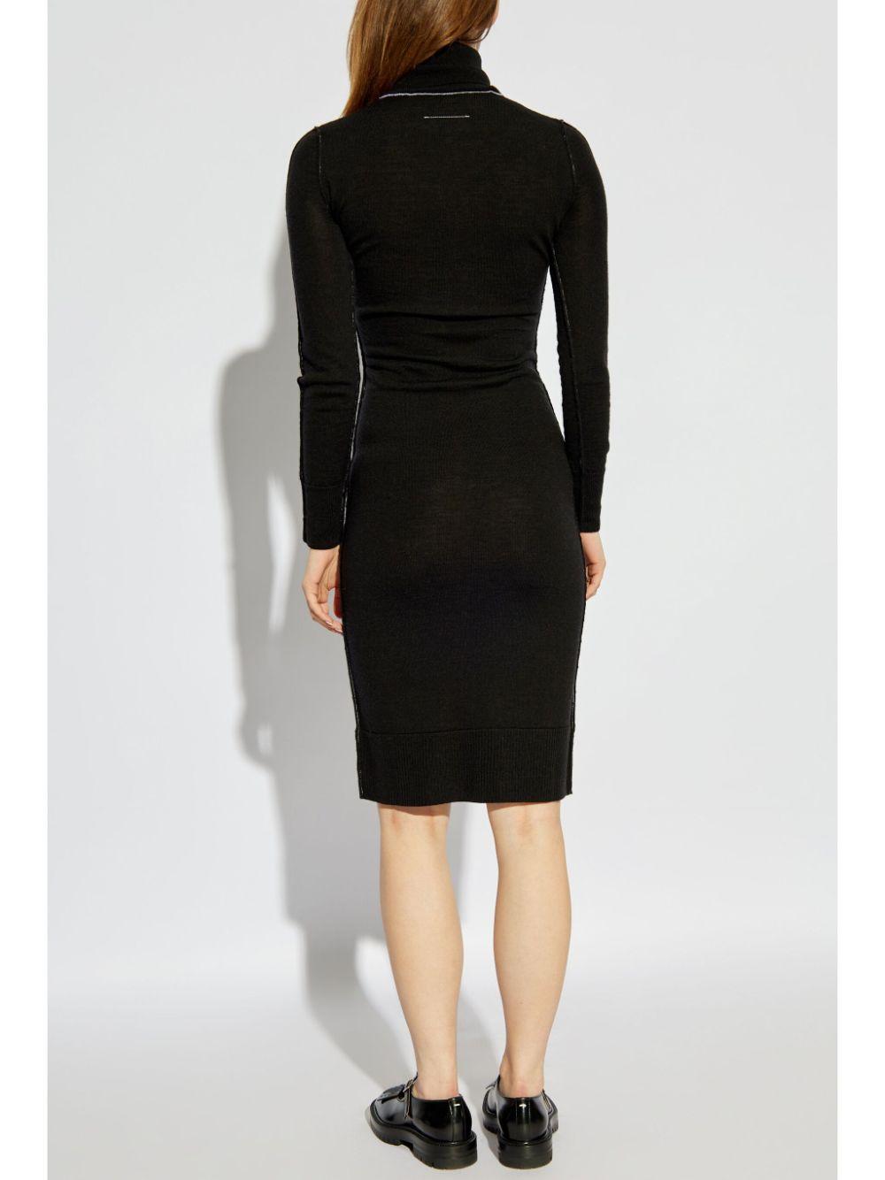Abito midi nero cuciture a contrasto S52DG0019M13037 900 MM6 MAISON MARGIELA 
