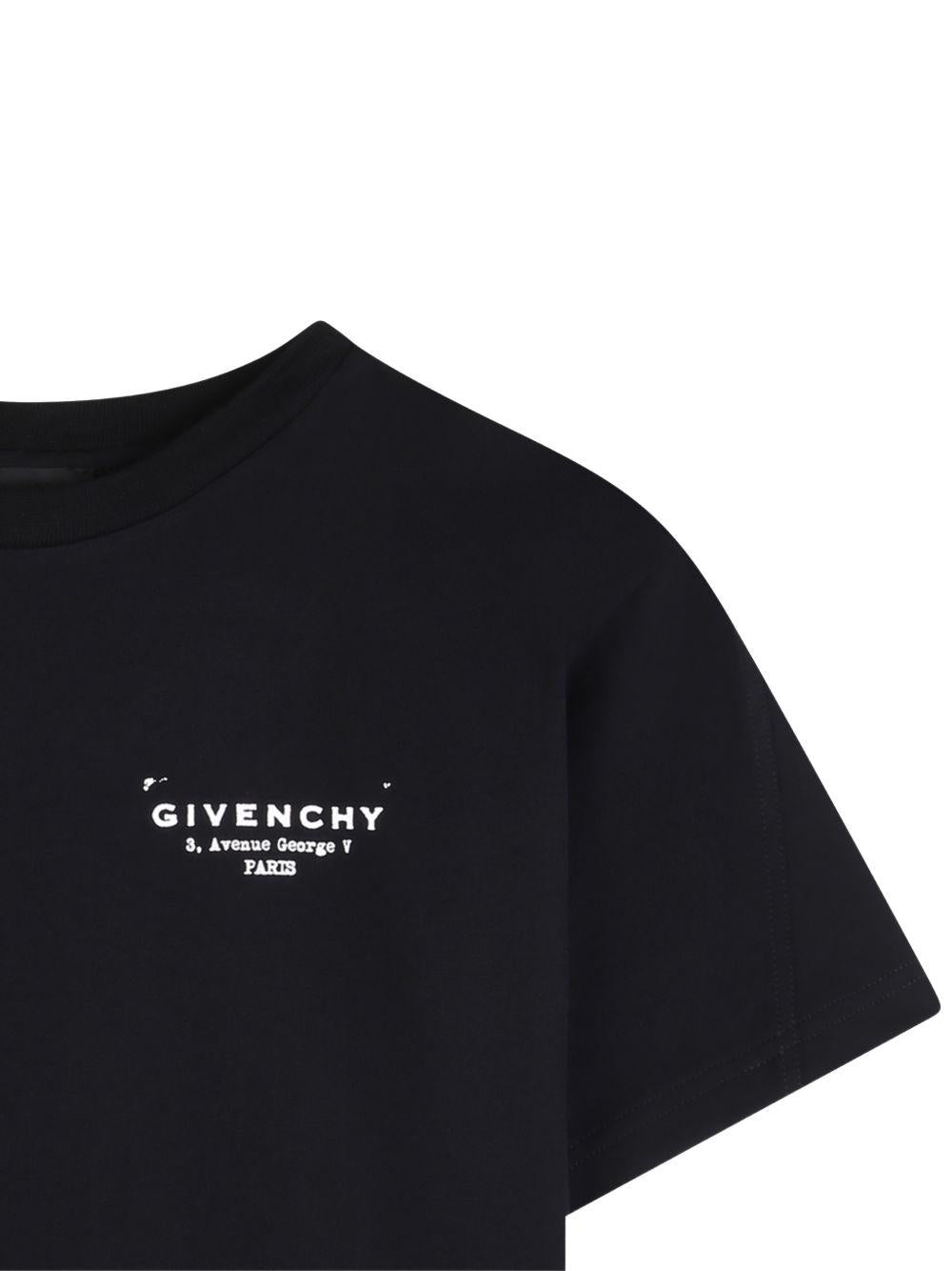 T-shirt in cotone con stampa logo H31075 09B GIVENCHY KIDS 