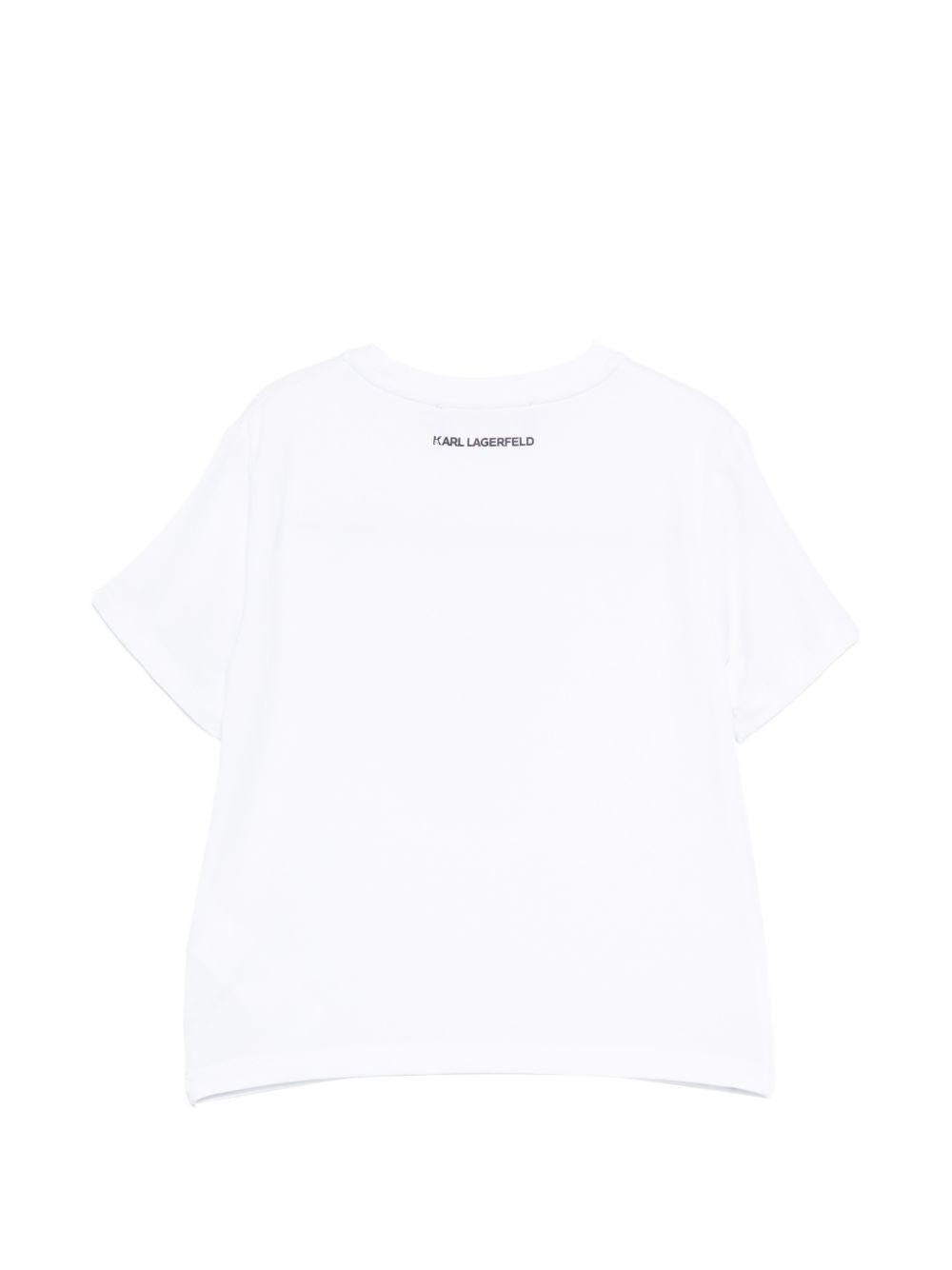 T-shirt in cotone con stampa Choupette Z31153 10P KARL LAGERFELD KIDS 
