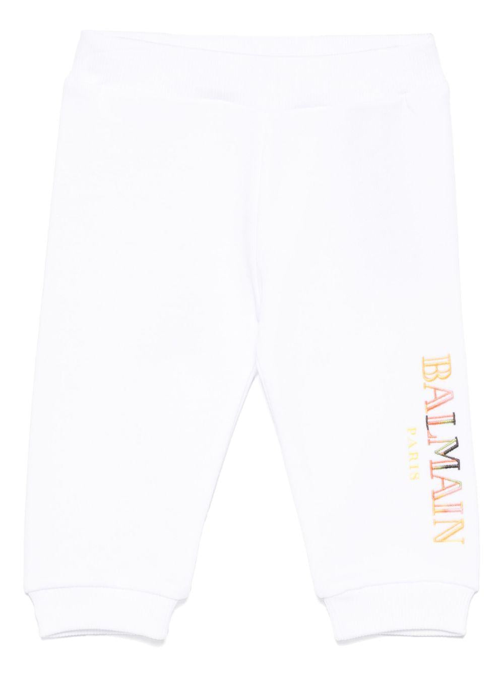 Pantatuta bianco con logo ricamo multicolor neonato