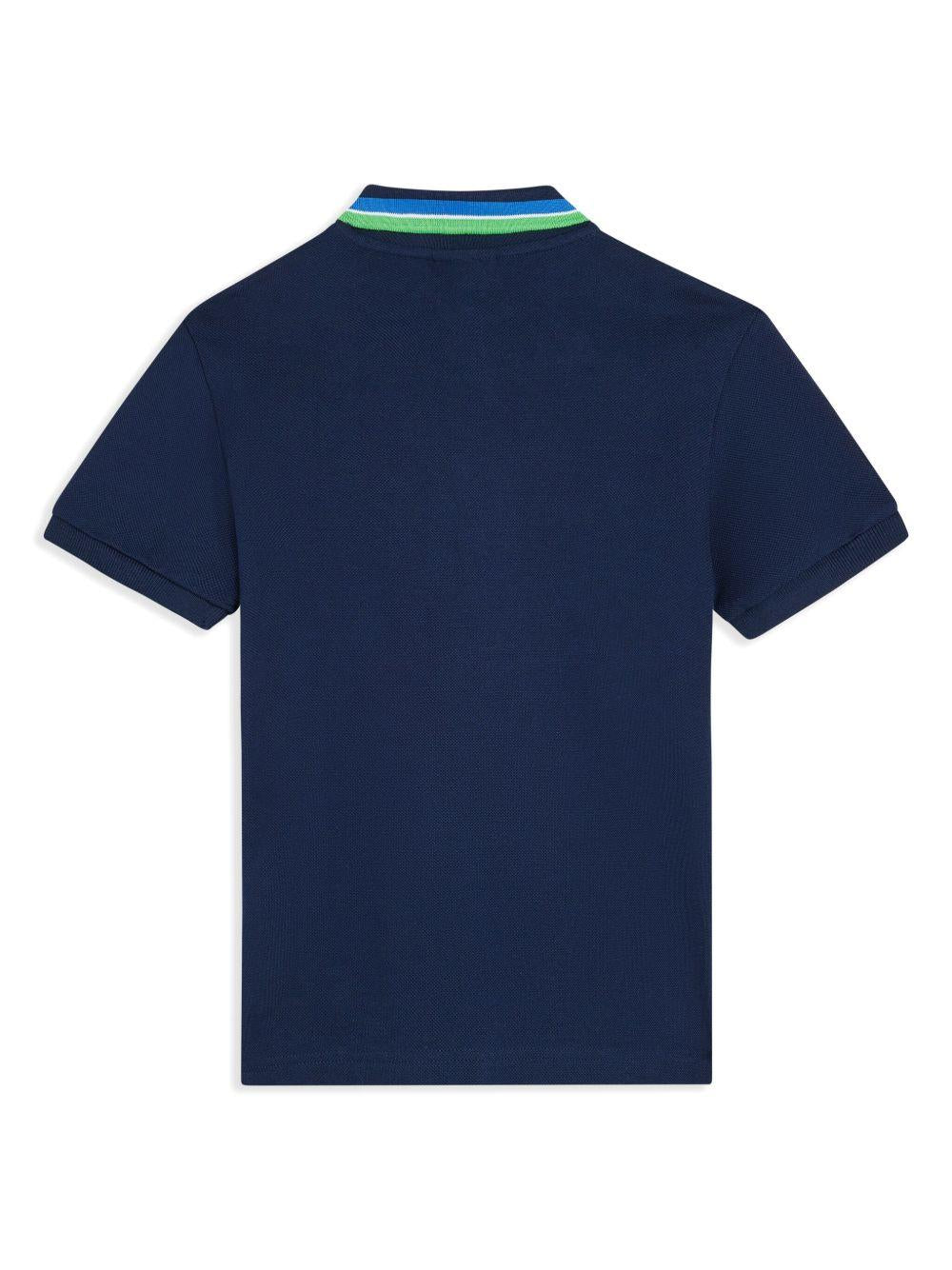 Polo blu colletto a righe PJ9702 IH9 LACOSTE KIDS 