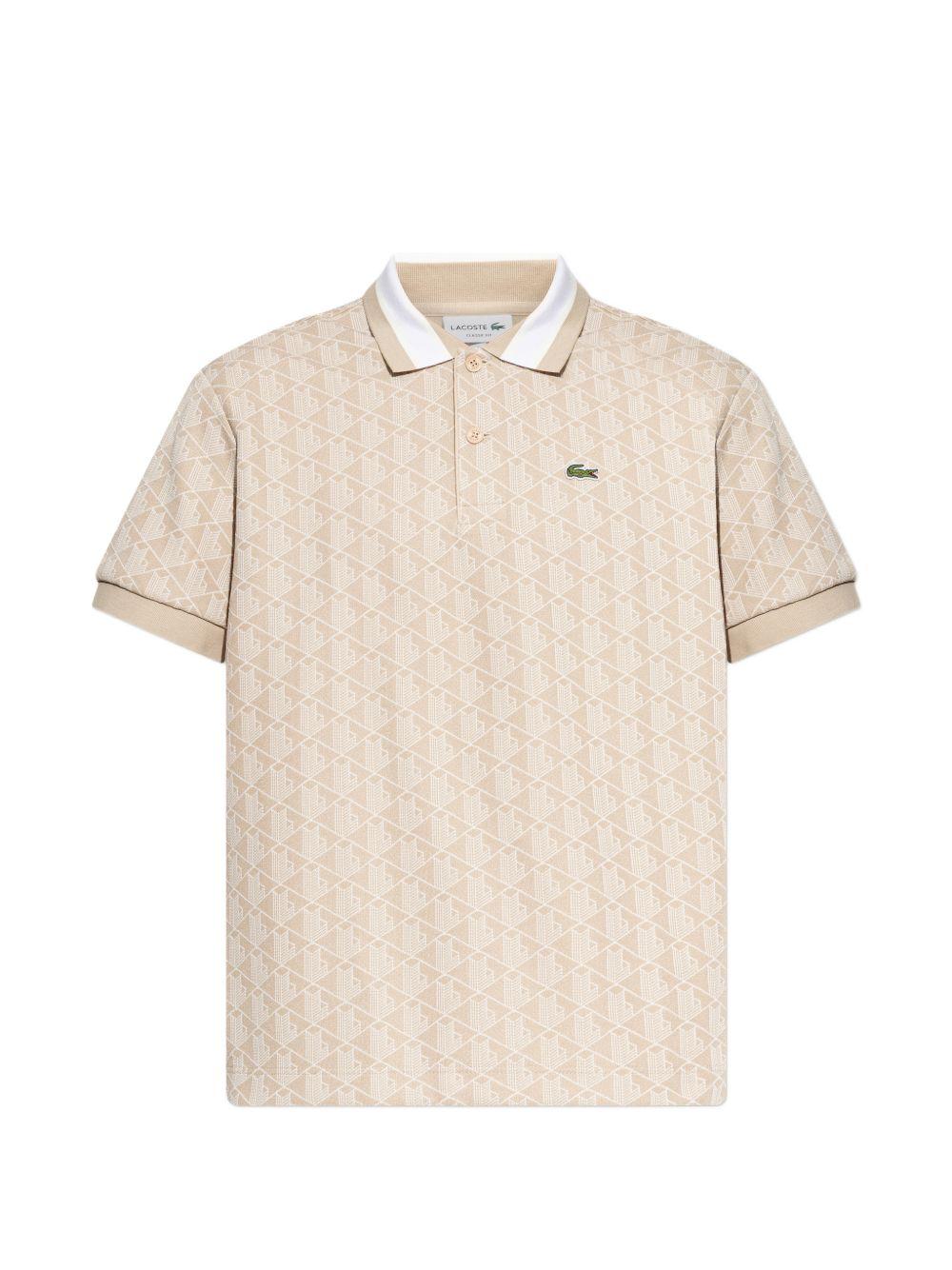 Polo con stampa geometrica beige DH1417 8GI LACOSTE 