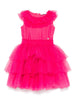 Abito fucsia in tulle e balze