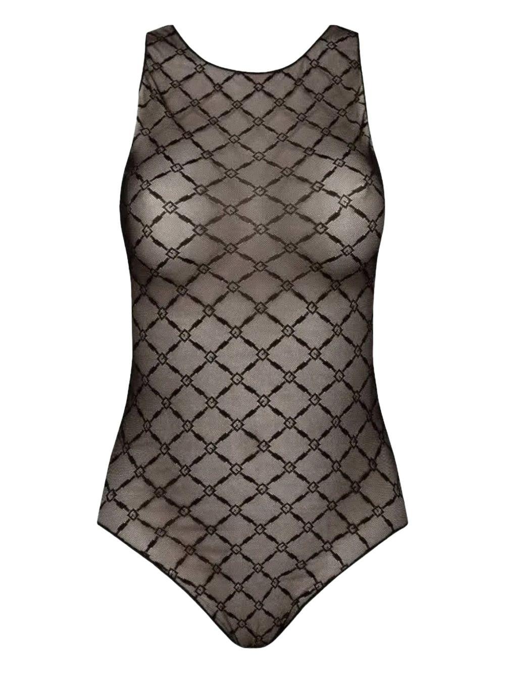 Body in tulle jacquard nero