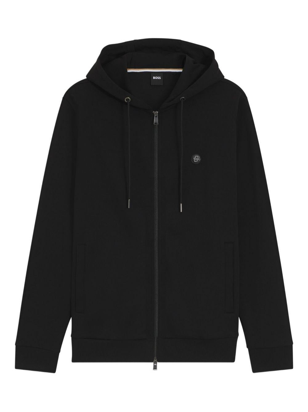 Felpa Nera con Cappuccio e Zip 50520303 002 BOSS 