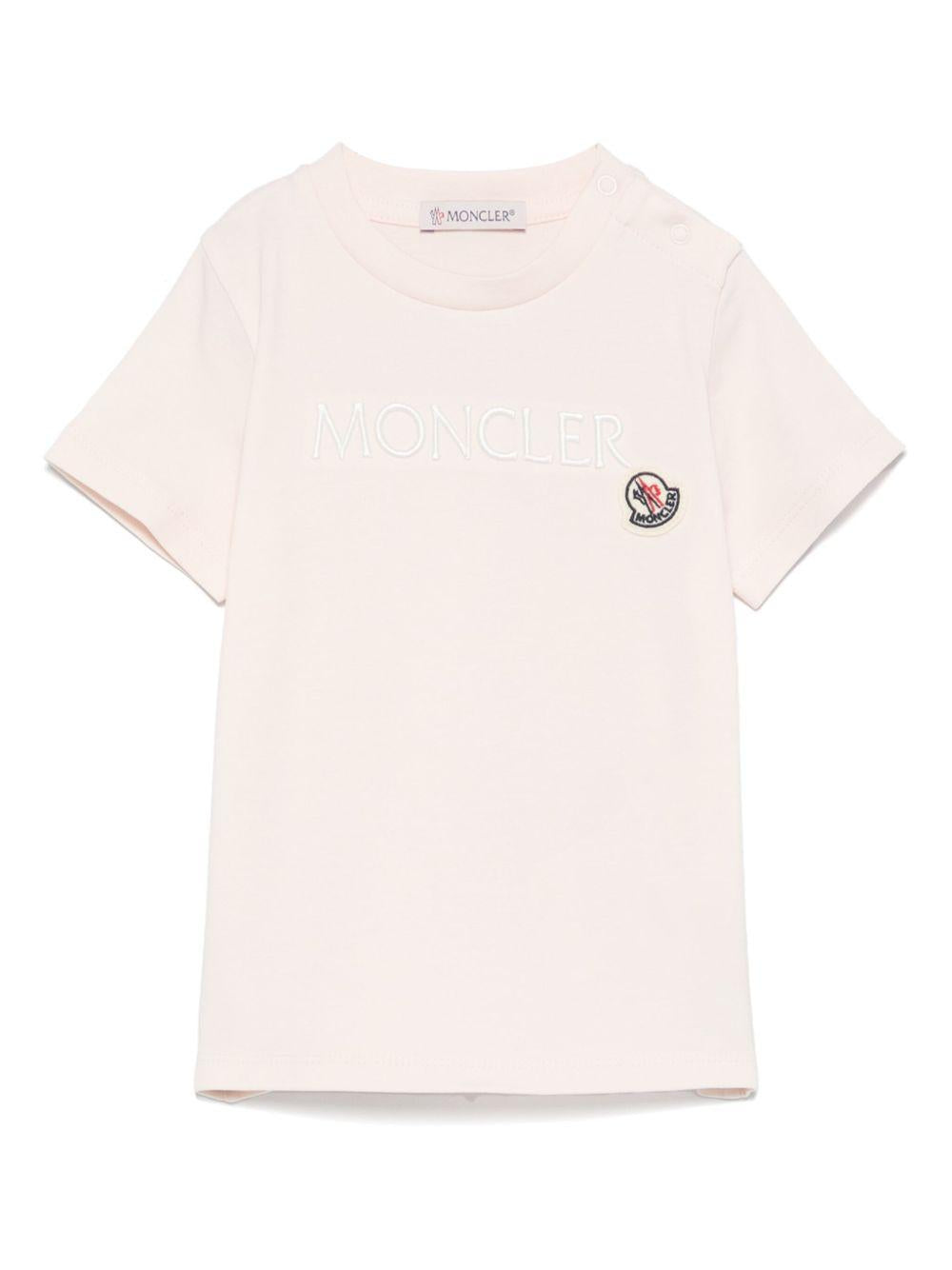 T-shirt rosa neonata logo ricamo 9518C0000689AUM 529 MONCLER KIDS 