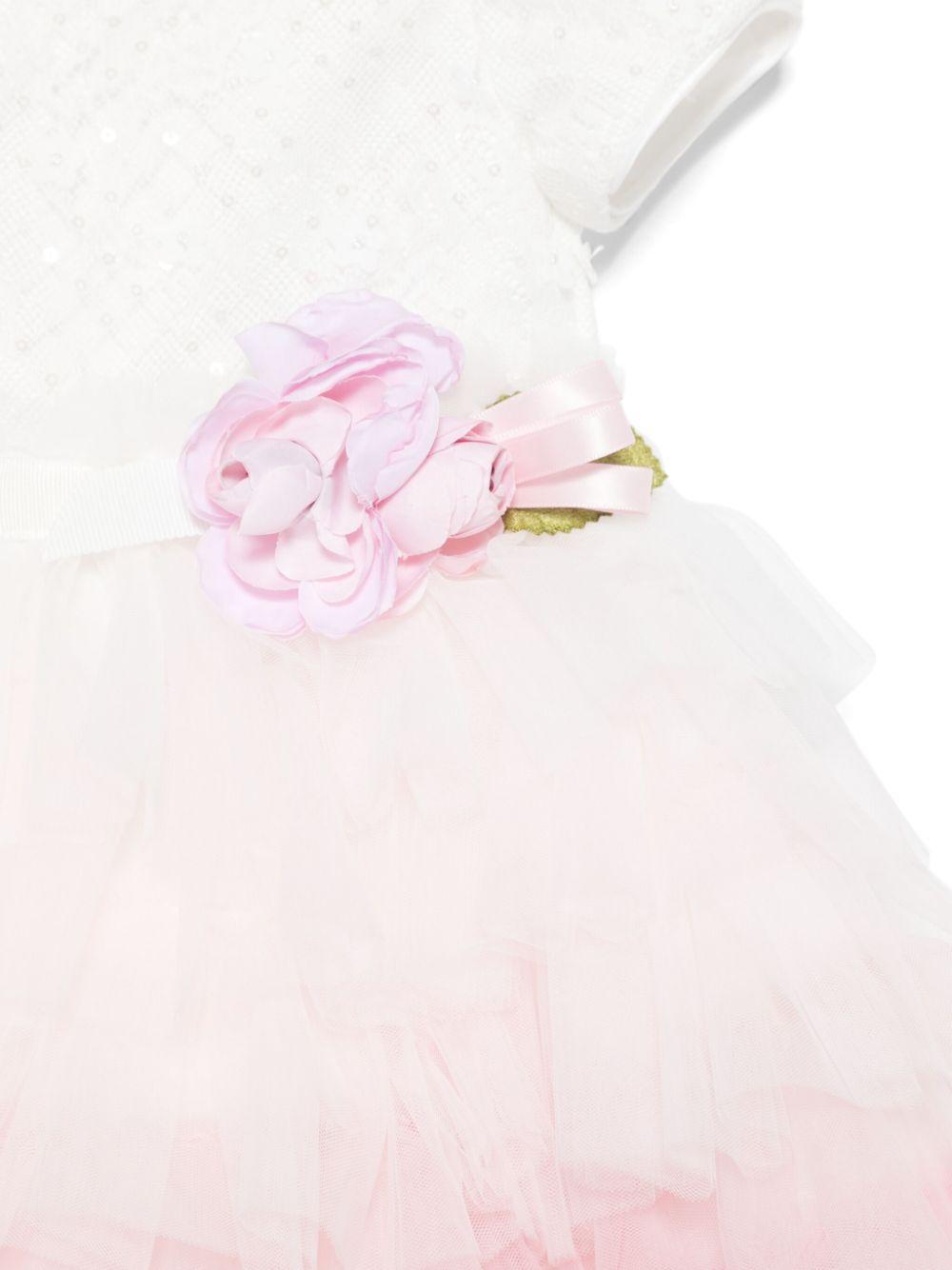 Abito rosa e bianco neonata con tulle