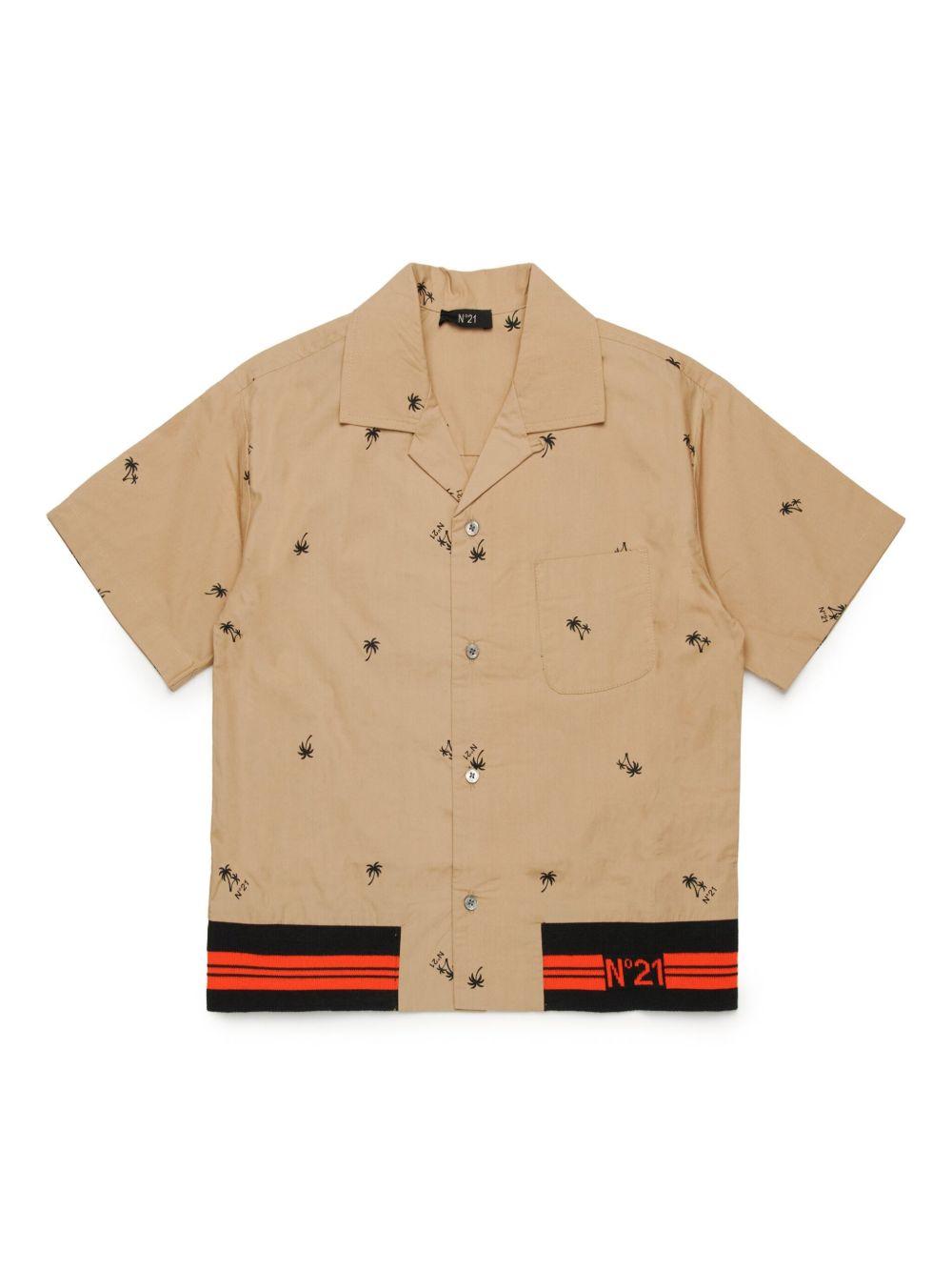 Camicia beige mini fantasia all-over