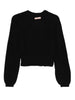 Maglione Nero a Coste con Scollo a V