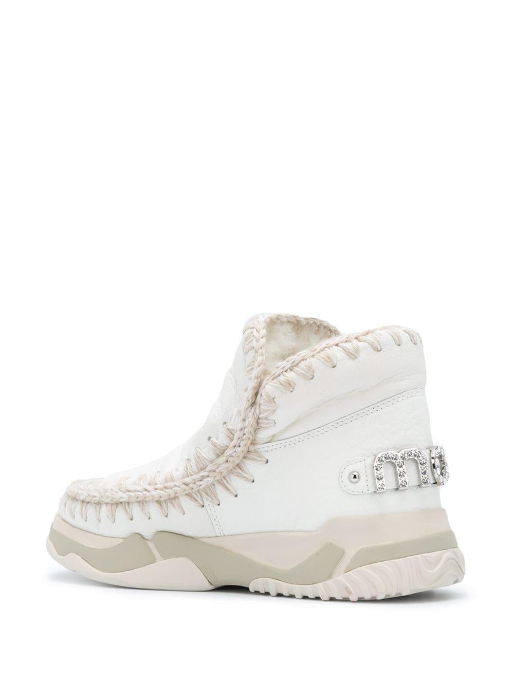 Scarpa Eskimo trainer logo con strass bianca