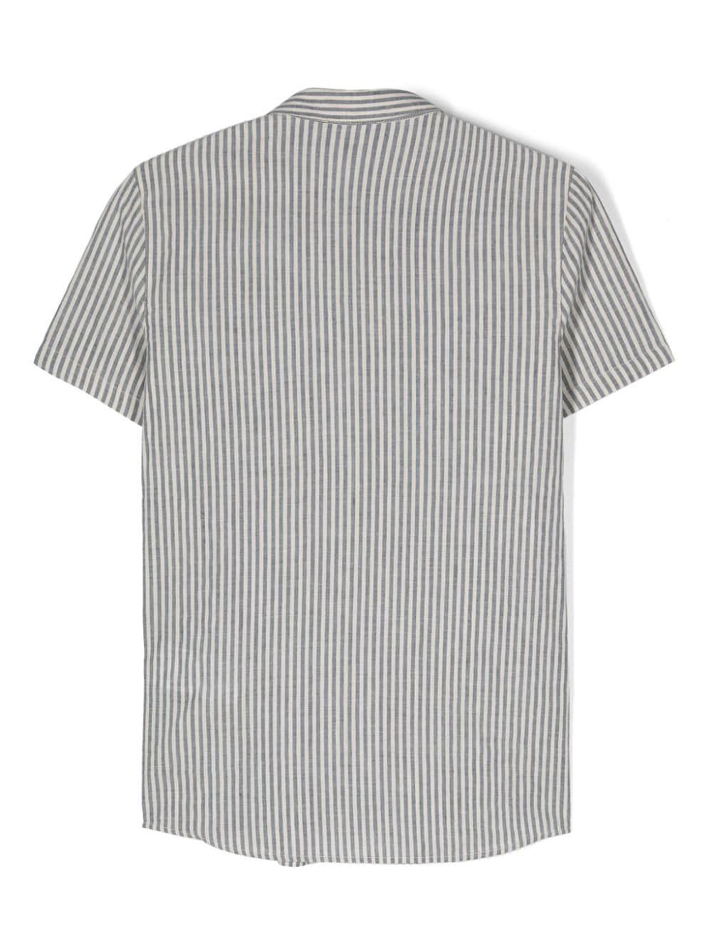 Camicia a righe bianco/ blu misto lino 3D4CJF4N8KZ F147 EMPORIO ARMANI KIDS 