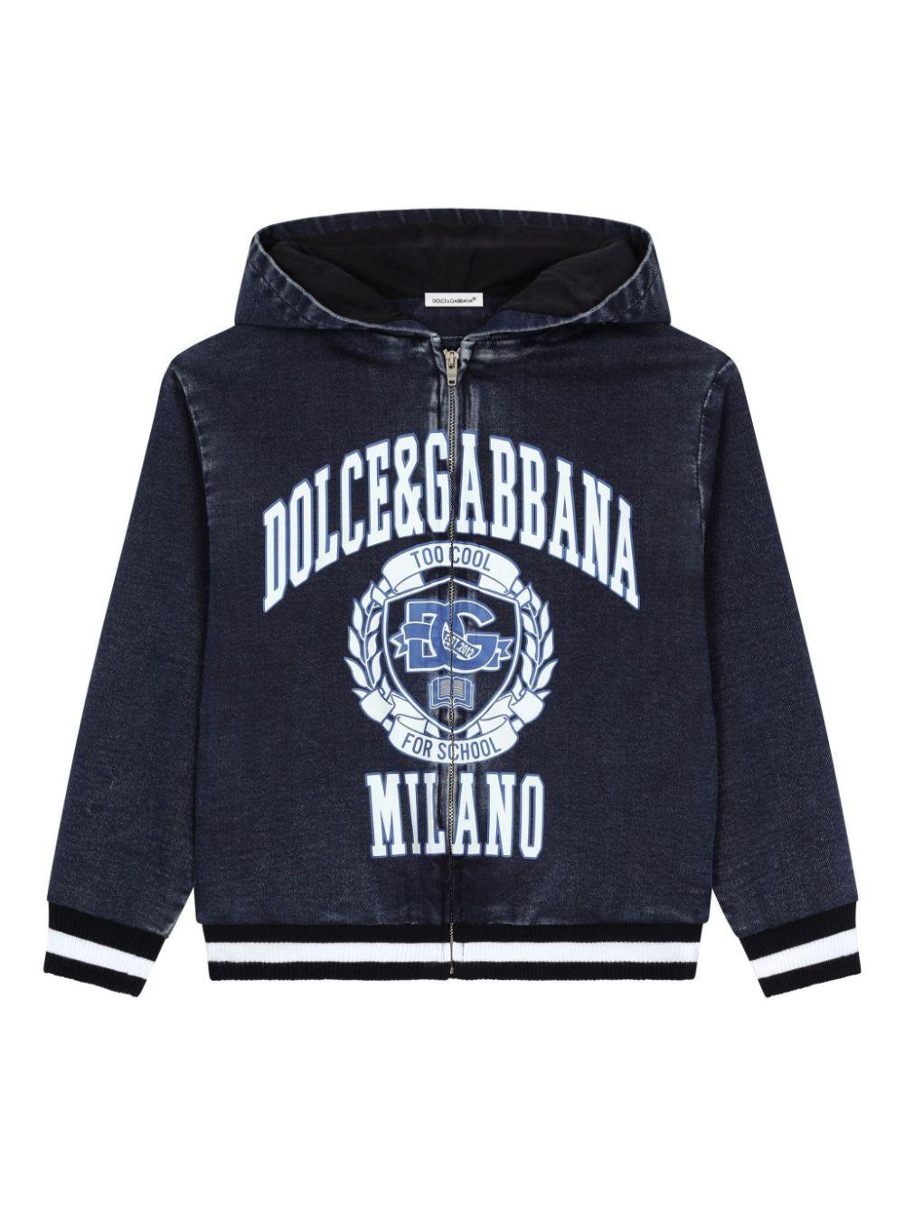 Felpa denim  logo stampa