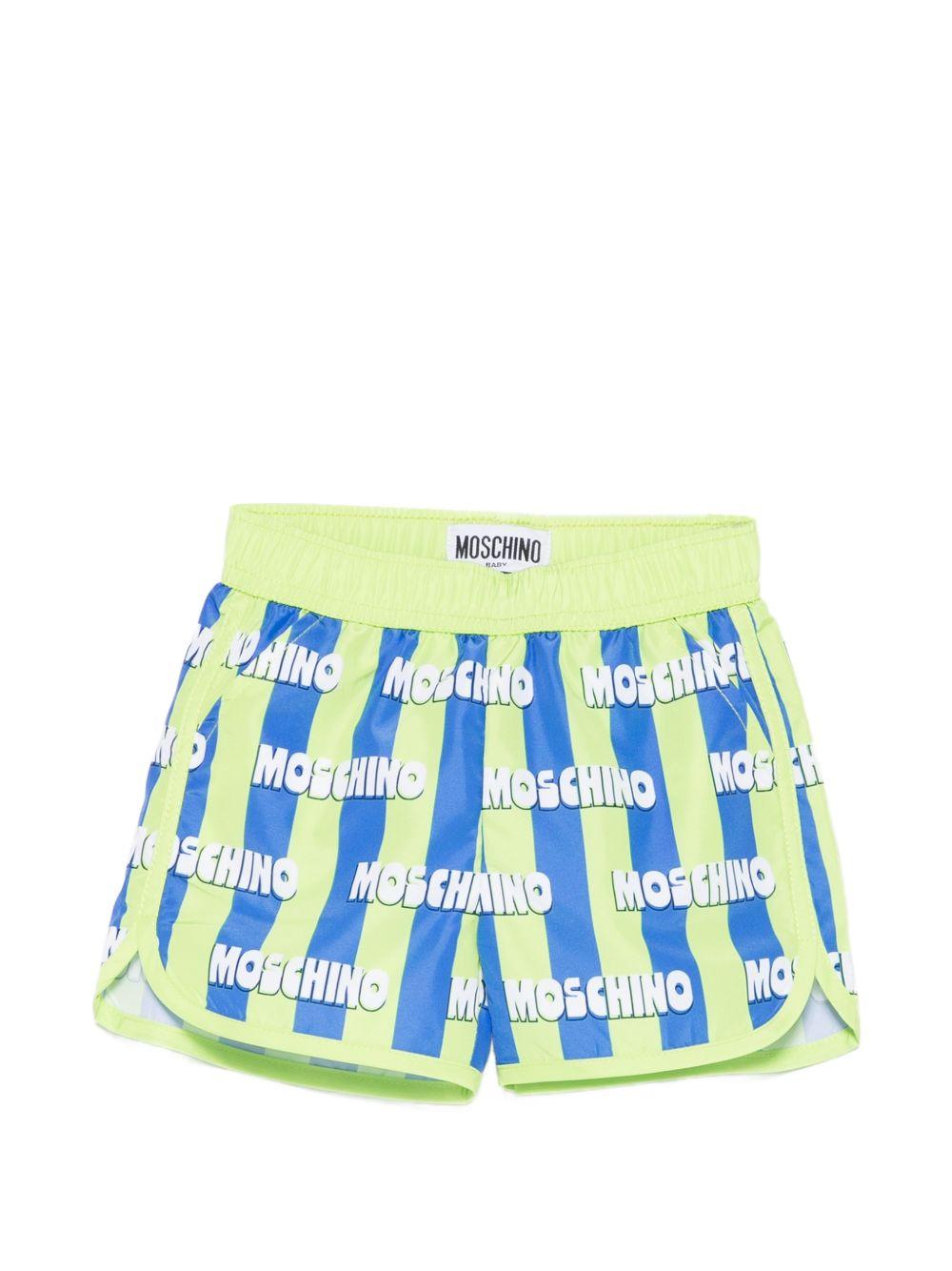 Boxer da bagno con stampa logo MUL00BLKA02 83676 MOSCHINO KIDS 