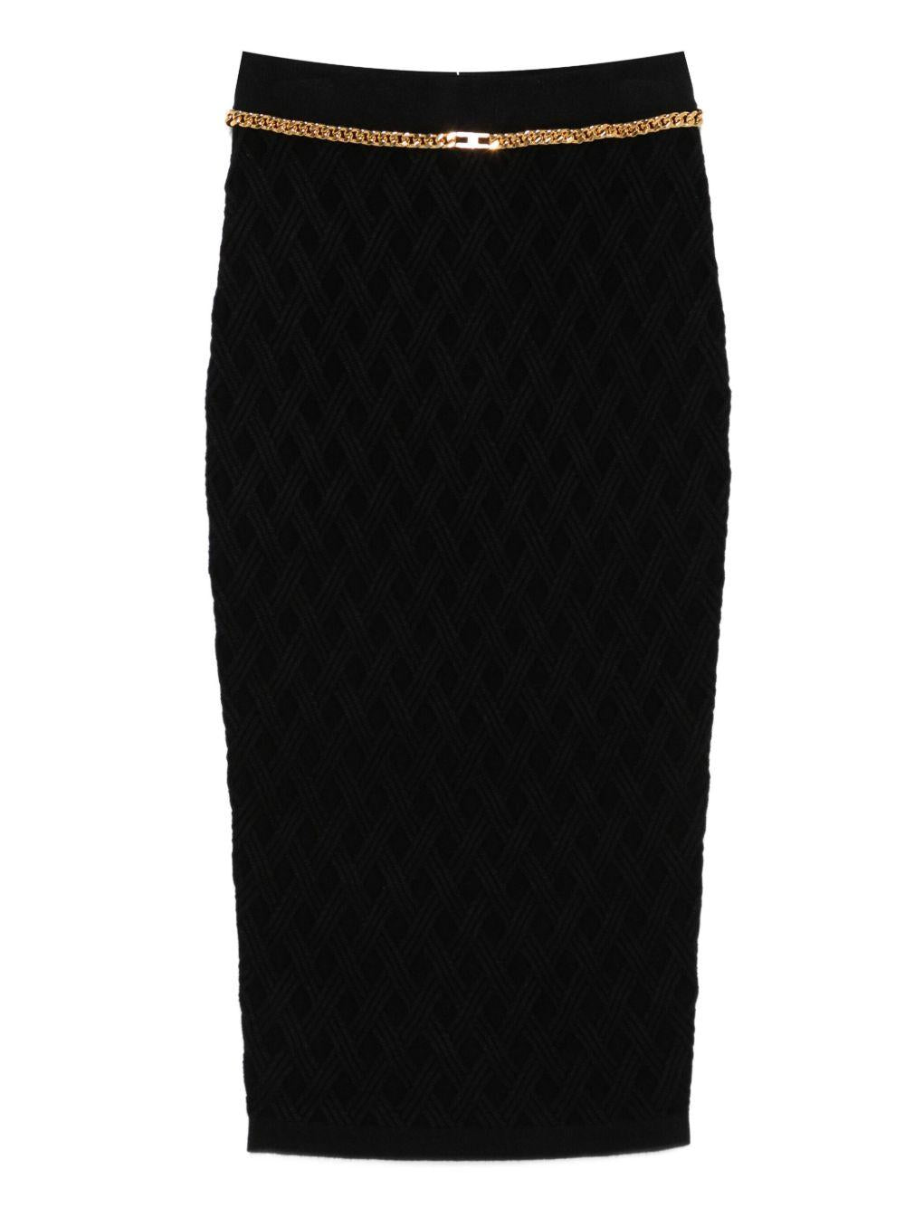 Gonna Midi Nera con Cintura a Catena GK20B56E2 110 ELISABETTA FRANCHI 
