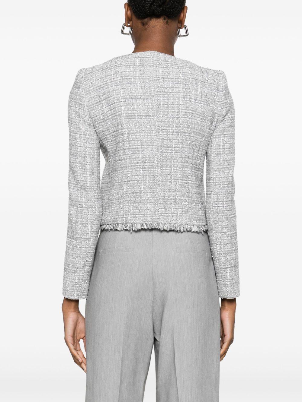 Giacca grigia in tweed misto e lurex