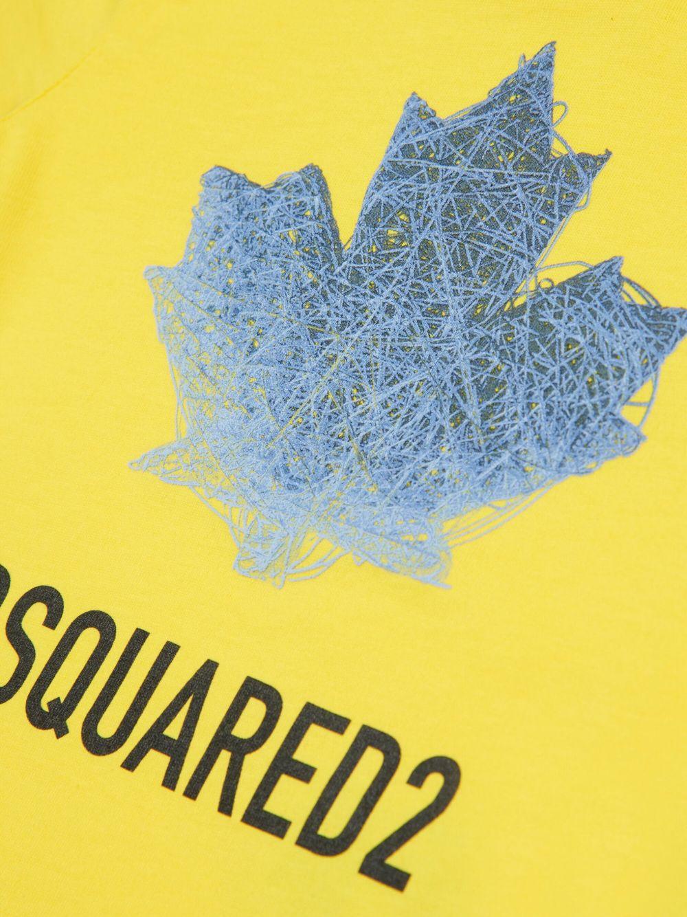 T-shirt con stampa foglia d'acero DQ3278D00XM DQ220 DSQUARED KIDS 