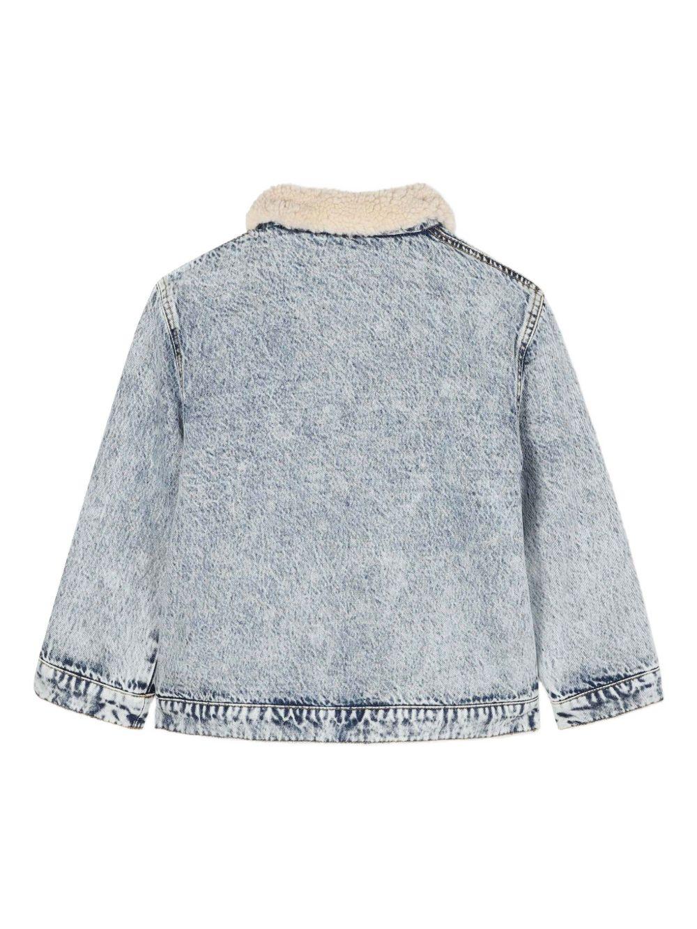 Giacca in denim chiaro con colletto in shearling sintetico K61383 Z04 KENZO KIDS 