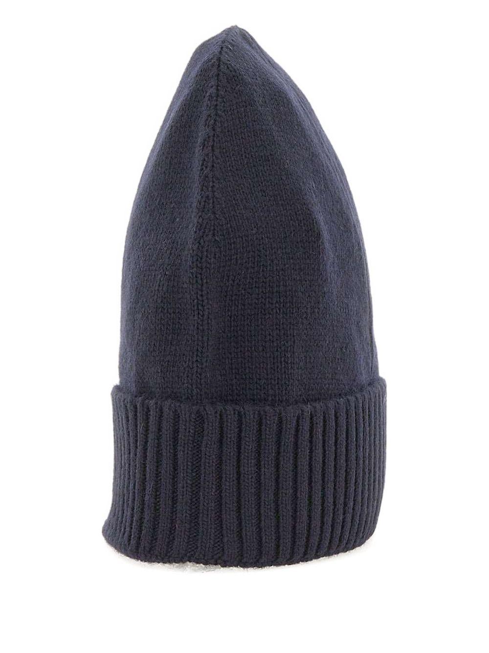 Berretto blu a coste con logo Silli05 PEX017999011947 215 PEUTEREY 