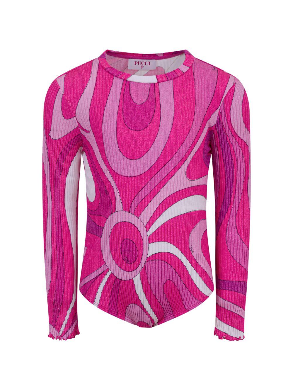 Maglia a coste con stampa grafica PY8A60Z3683 570BC EMILIO PUCCI KIDS 