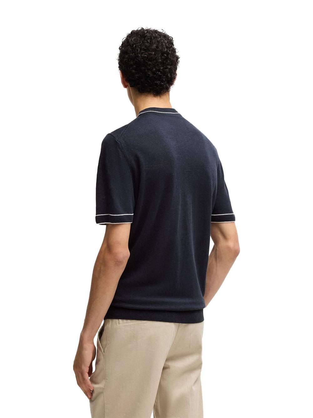 T-shirt in maglia hi-jiovanni blu scuro 50537639 404 BOSS 