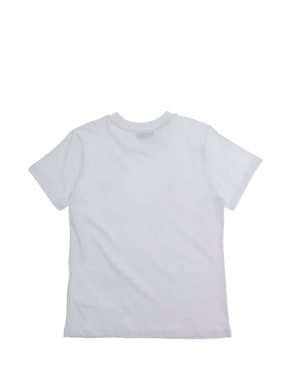 T-shirt in cotone con logo orsetto HZM058LAA03 10101 MOSCHINO KIDS 