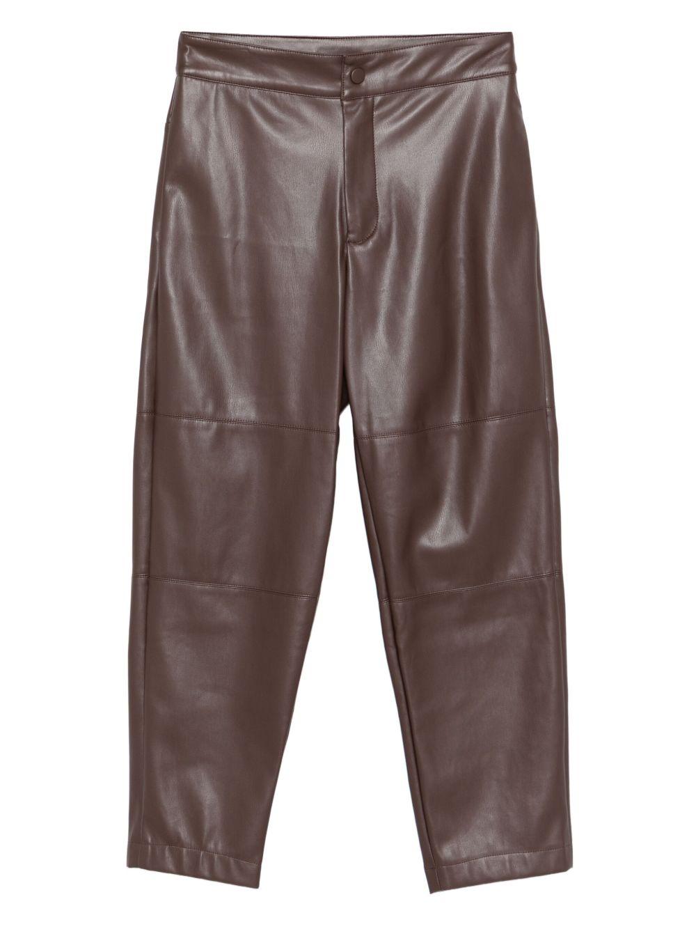 Pantaloni Donna Marrone Effetto Pelle a Inserti 252TP2091 00203 TWINSET 