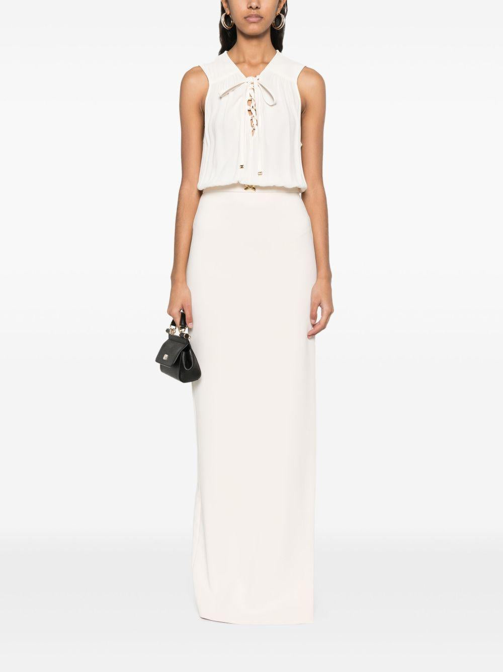 Abito in crêpe  e scollo con lacci burro ABR3851E2 193 ELISABETTA FRANCHI 