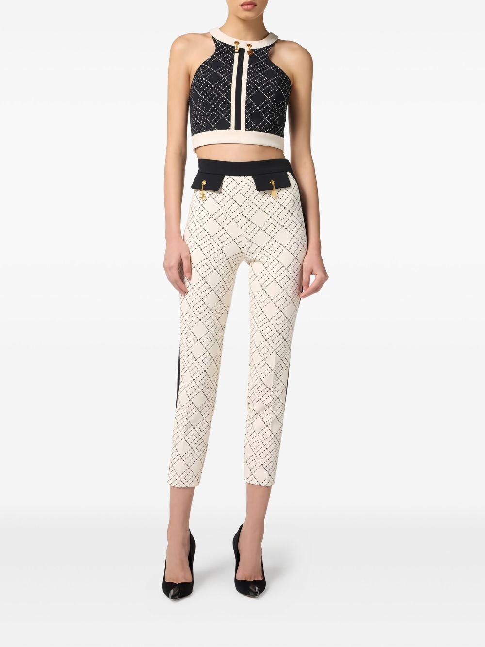 Pantaloni Neri e Latte con Stampa Logo e Dettagli Oro PAS0156E2 EF1 ELISABETTA FRANCHI 