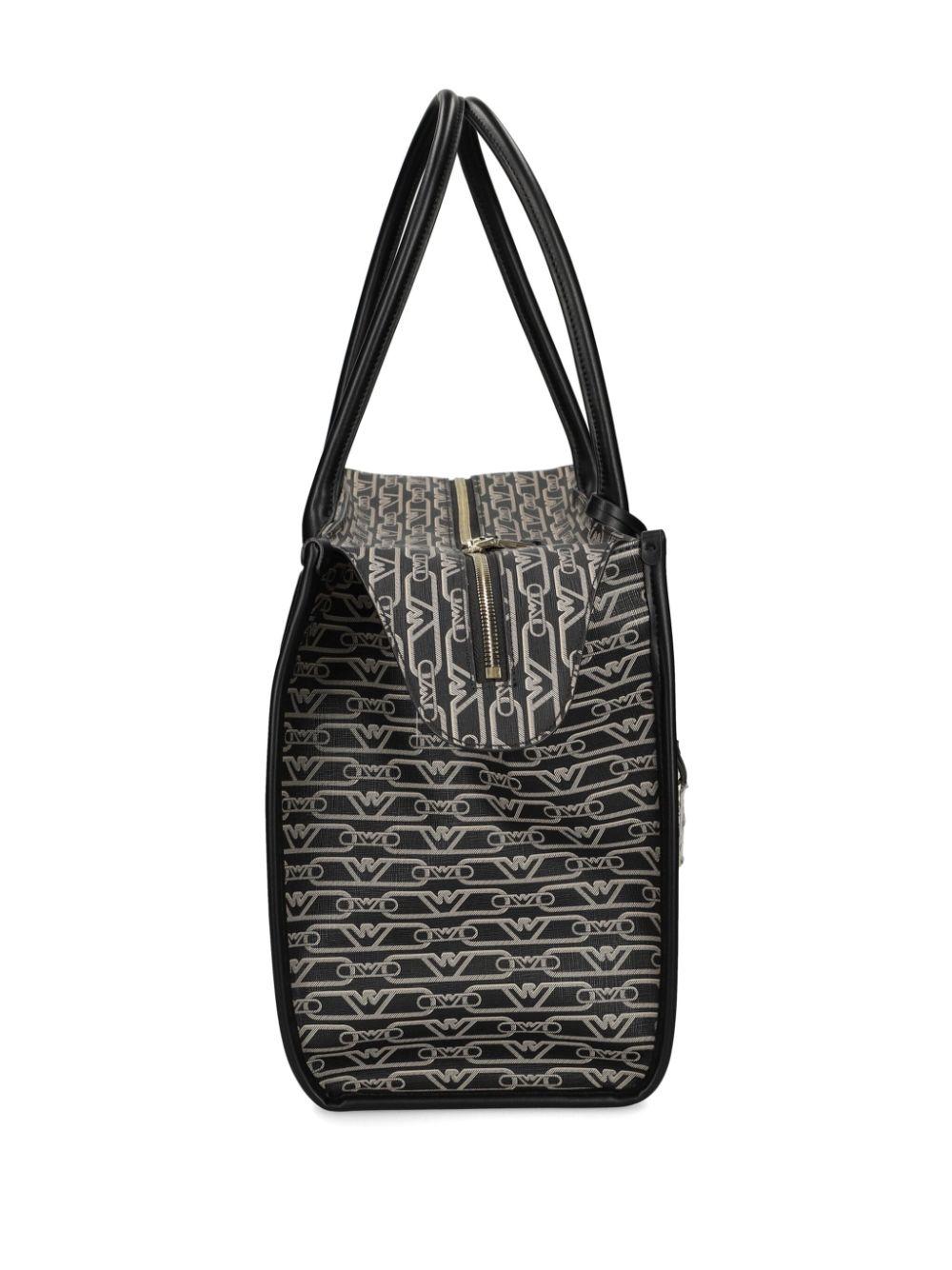 Borsa tote con logo all-over nera EW000370AF11951 FC033 EMPORIO ARMANI 