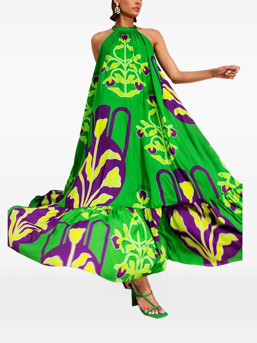 Abito verde con fantasia