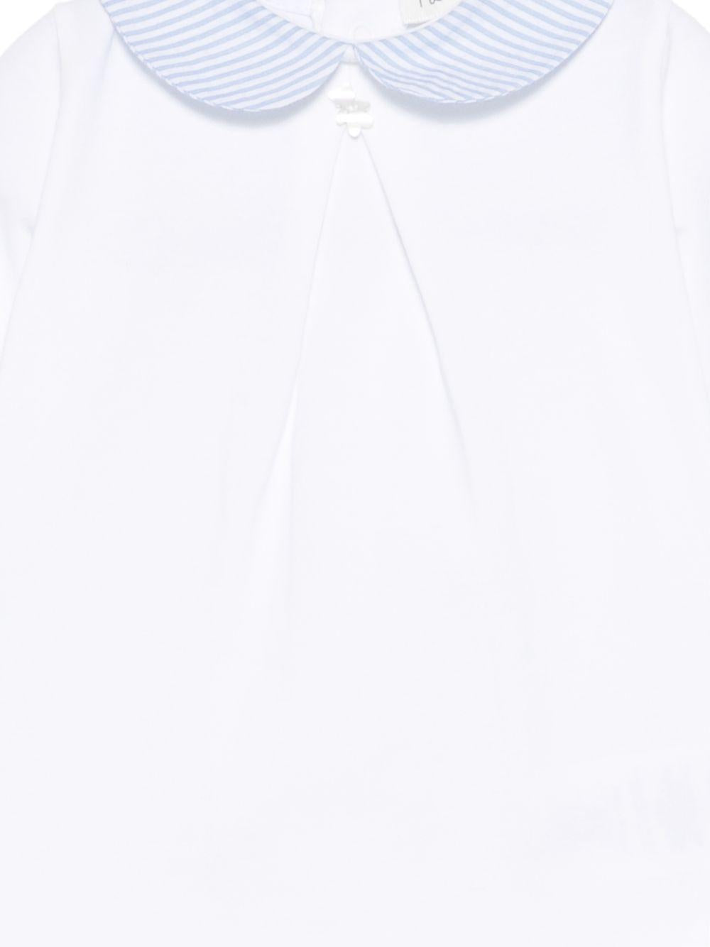 Tutina in cotone con colletto a righe E26126 BIANCO NANAN KIDS 