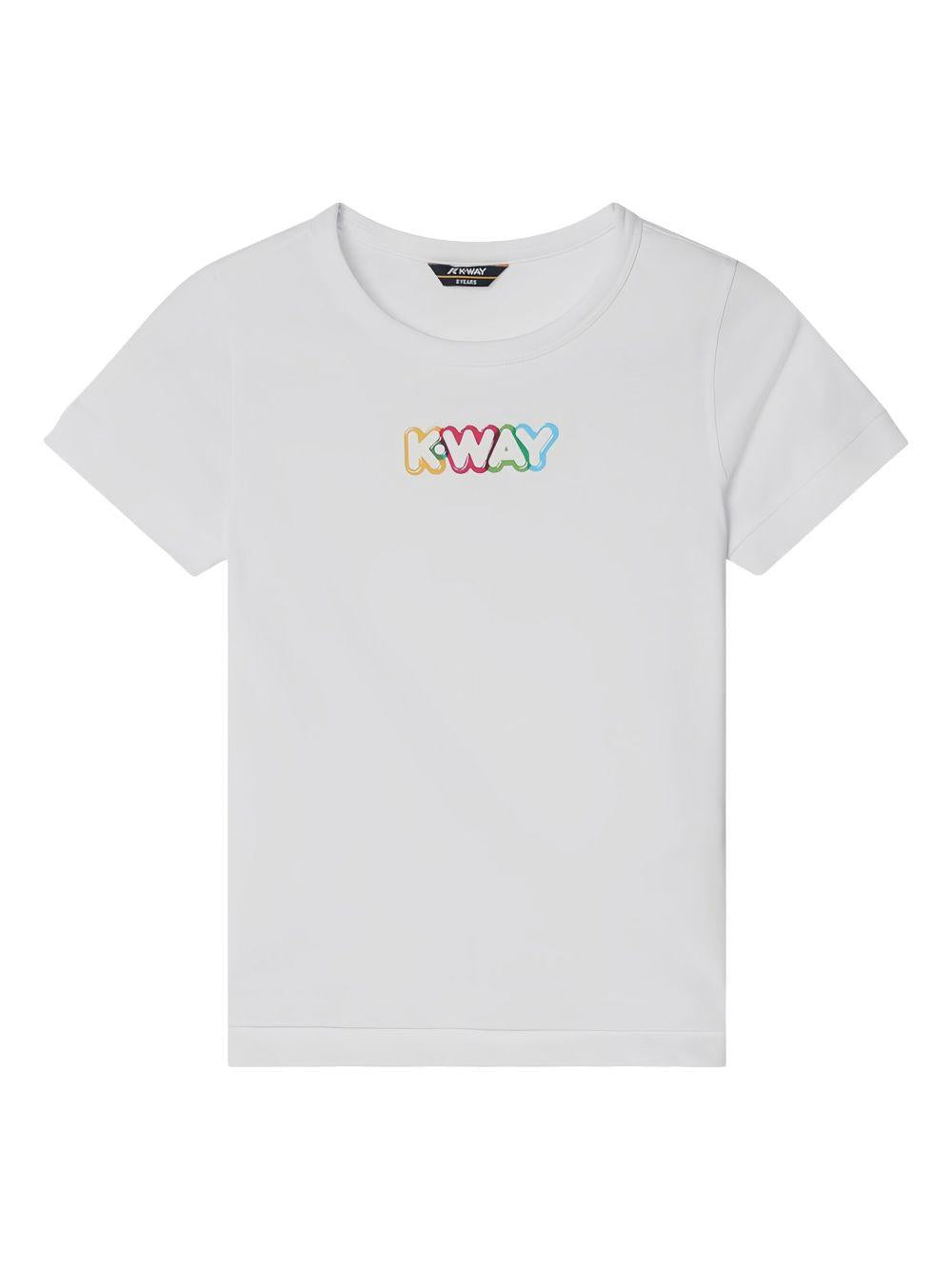 T-shirt bianca logo lettering multicolor K6127CW 001 K-WAY KIDS 
