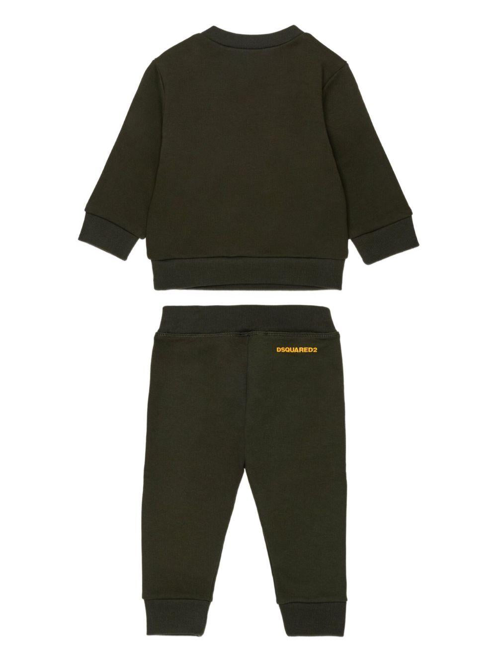 Tuta Sportiva Verde Oliva con Logo DQ3146D0094 DQ518 DSQUARED KIDS 