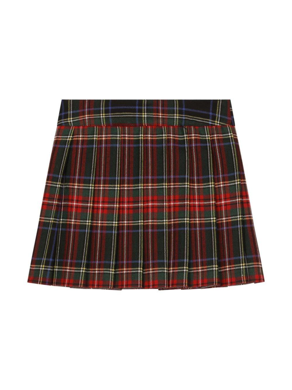 Gonna a quadri rossa/multicolor lana