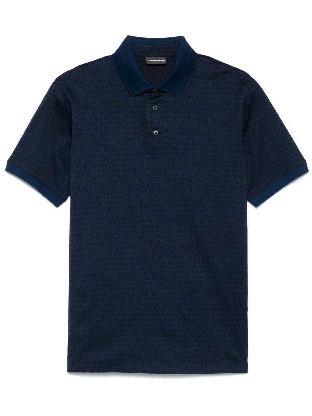 Polo blu logo all-over