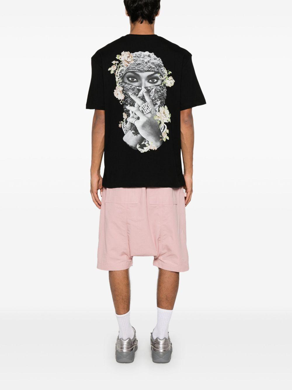 T-shirt nera roses and pearl