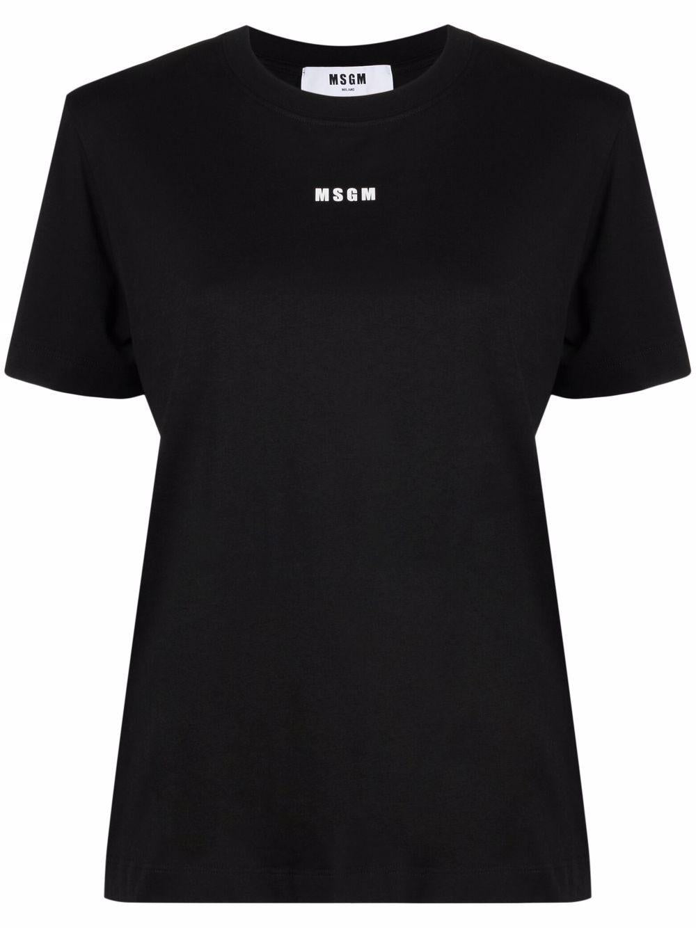 T-shirt nera a maniche corte con stampa logo 2000MDM500200002 99 MSGM 