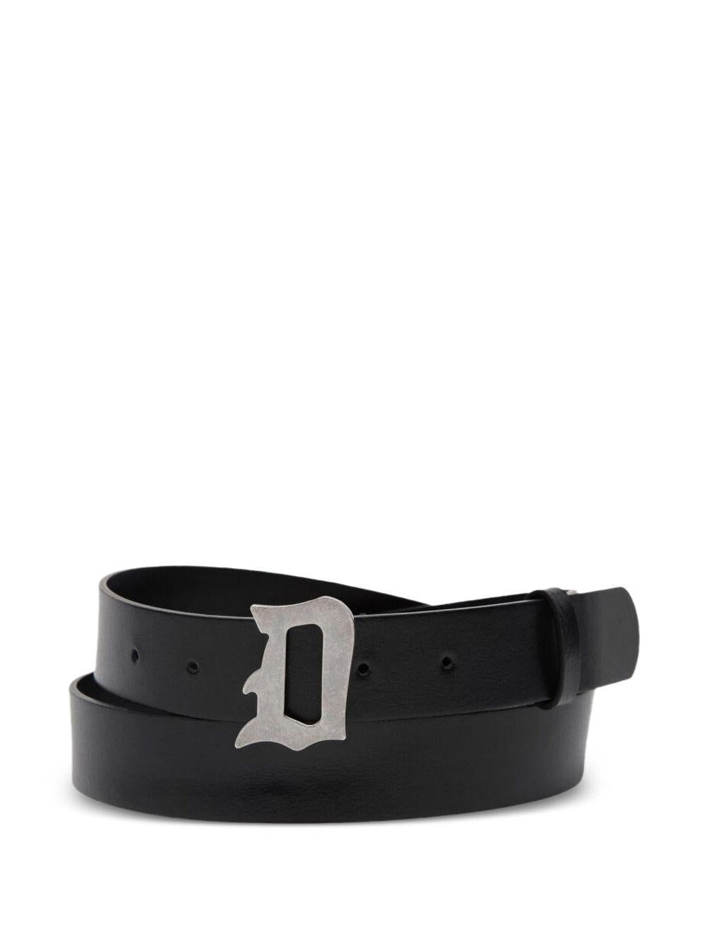 Cintura in Pelle Nera con Fibbia a D XC259PL0546XXX 999 DONDUP 