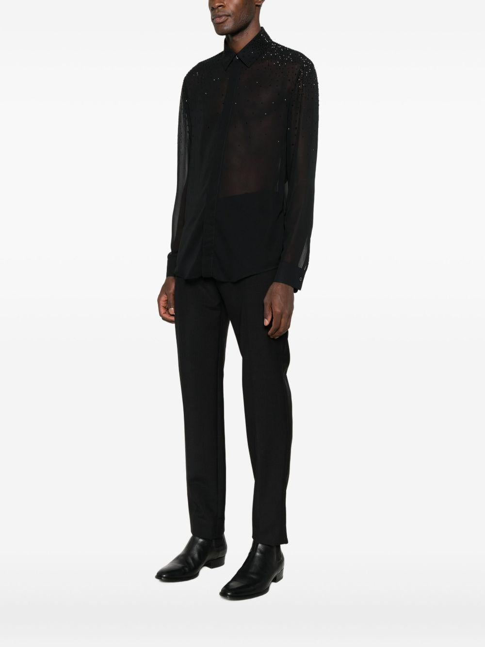 Camicia nera con strass e chiusura a bottoni 5C0334A685 K103 PATRIZIA PEPE 