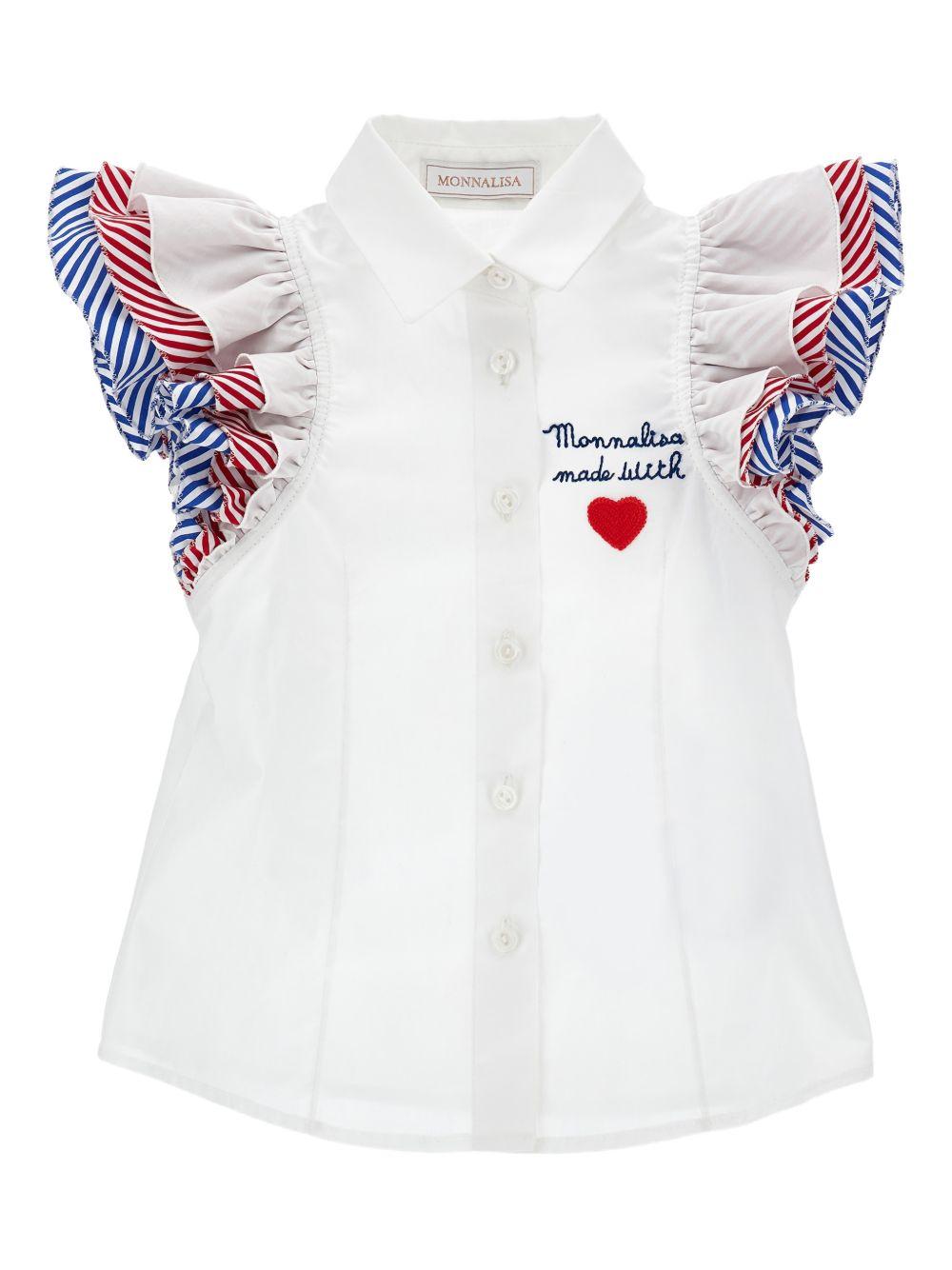 Camicia con maniche a volant e ricamo cuore 11G3007116 0099 MONNALISA KIDS 