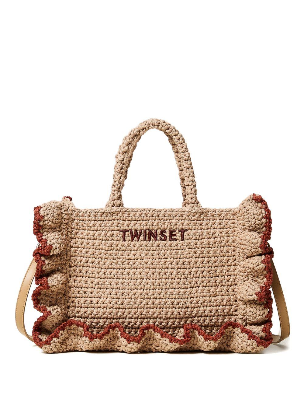 Borsa a mano in corda con rouche 261TD8291 13498 TWINSET 