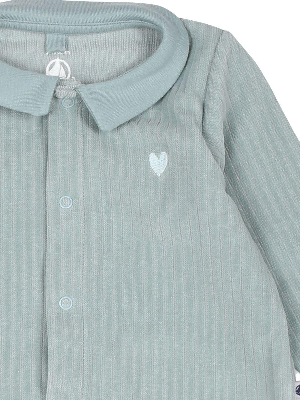 Tutina verde in ciniglia cuore ricamo neonato A0ATO 01 PETIT BATEAU KIDS 