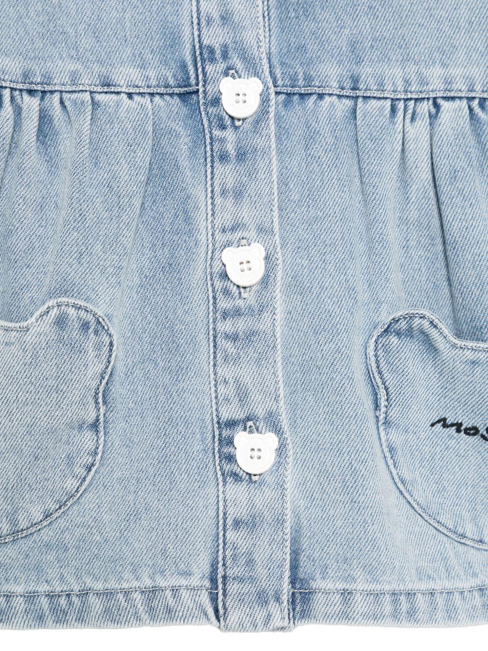 Giacca in denim con tasche a forma di orsetto MDS02KL0E34 40186 MOSCHINO KIDS 