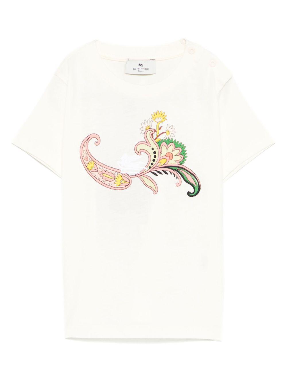 T-shirt avorio con stampa frontale