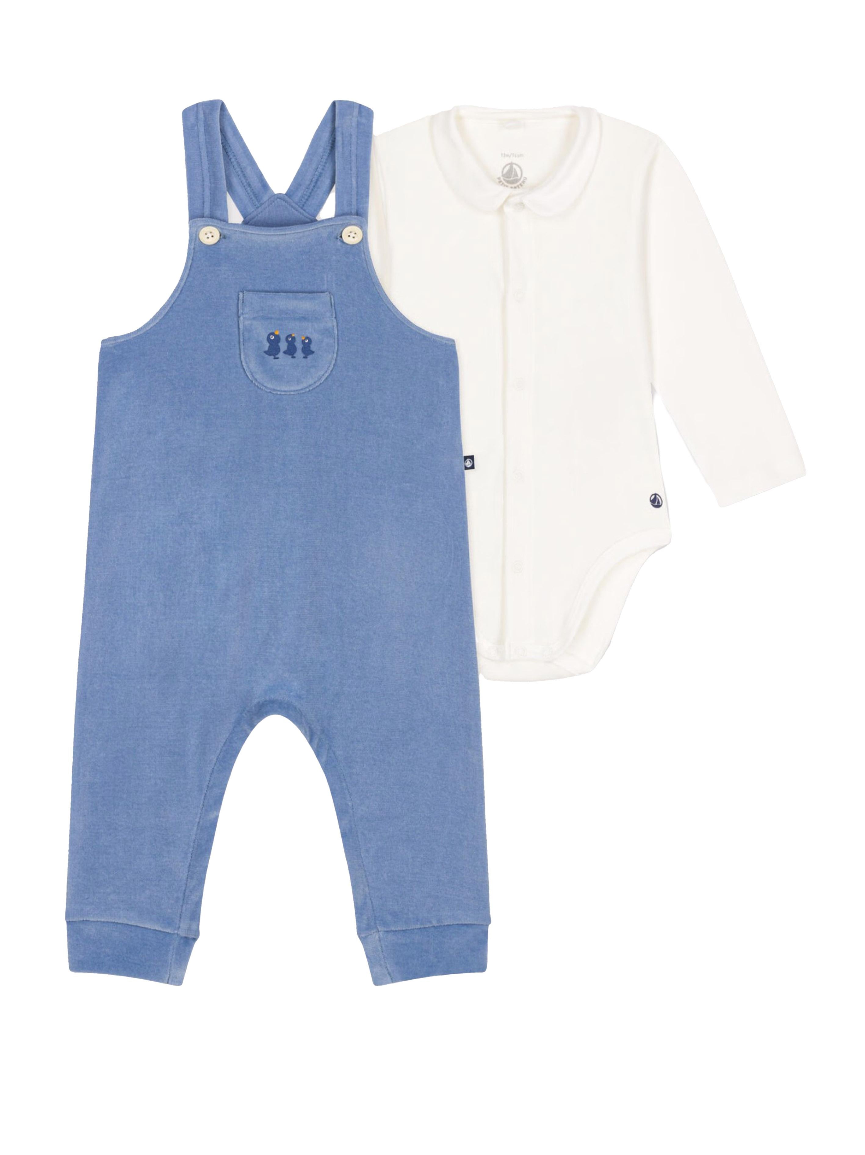 set salopette blu neonato (2pz)