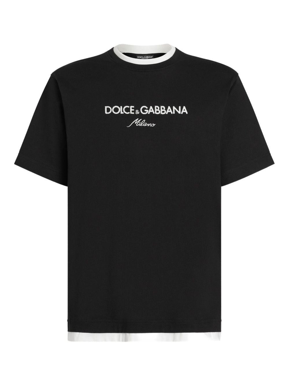 T-shirt in cotone girocollo con ricamo G8ST6ZG7PCG N0000 DOLCE&GABBANA 