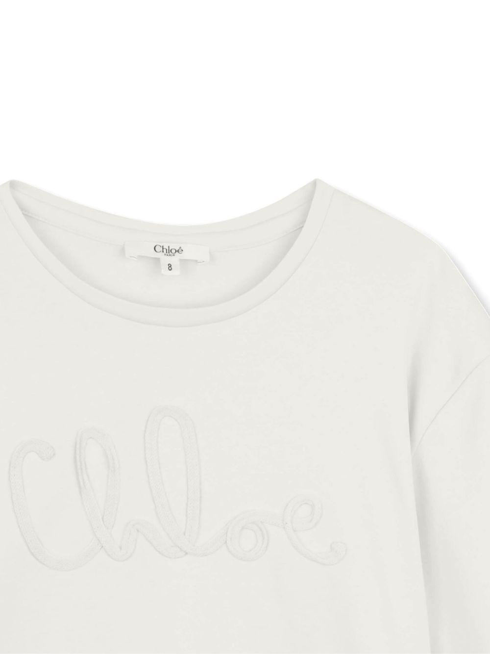 T-shirt in cotone con ricamo girocollo C20858 117 CHLOE KIDS 