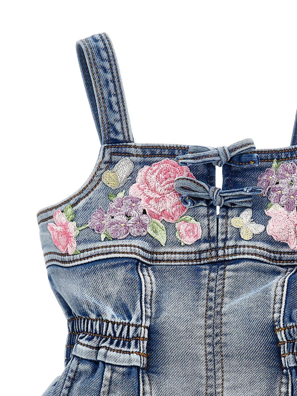 Tuta in denim con ricami floreali 19G2007015 055B MONNALISA KIDS 