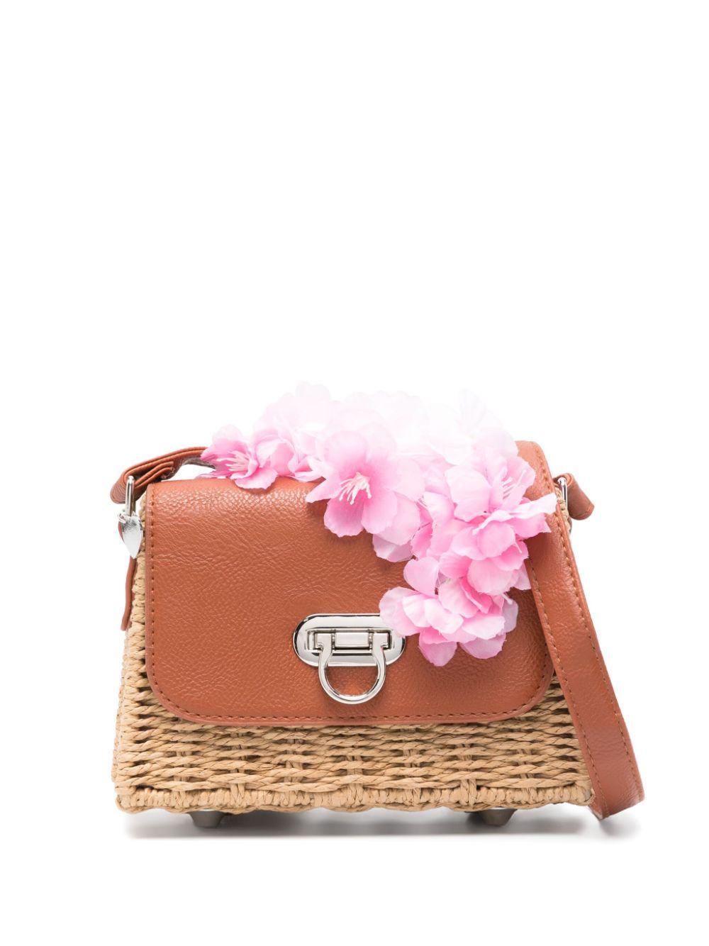 Borsa in rafia e cuoio